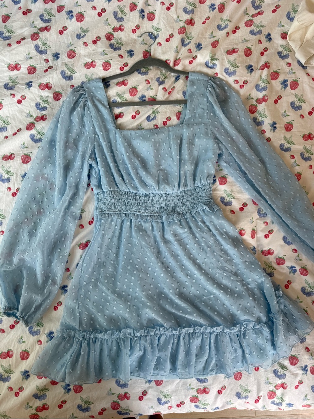 Light Blue Smocked Waist Dress - Missguided